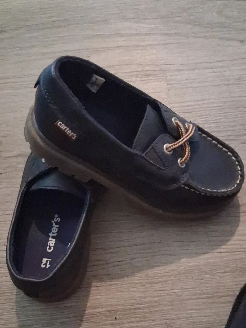 Carter's Navy Boat Shoes with Tan Laces